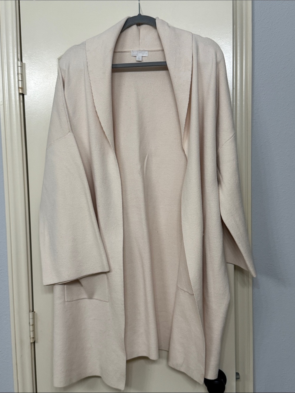 14th & Union Light Cream Open-Front Shawl Collar Cardigan Sweater